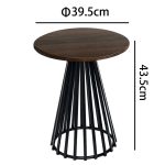 40cm round coffee table with walnut wood top and black base for modern living room